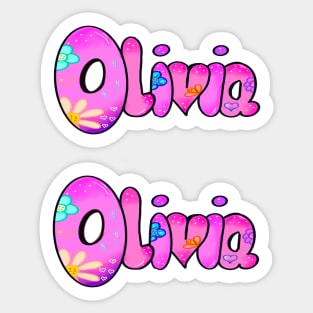 Olivia girls first name in pink pack of 2 personalised personalized customized name Olivia Sticker